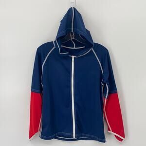 Sun Protection Boys Navy & Red Full Zip Long Sleeve Hoody Size 12